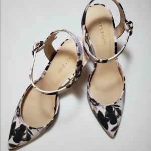 Marc Fisher Floral ankle strap pumps